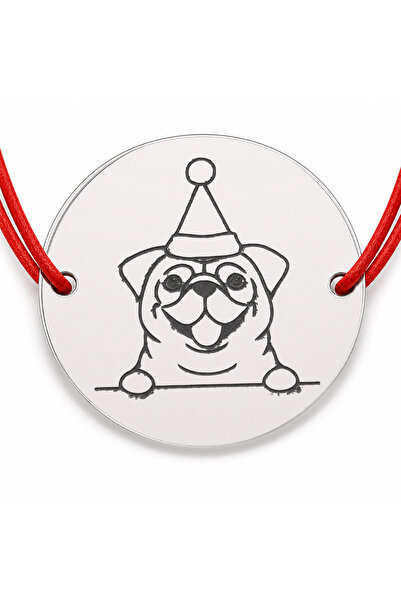 Simoshop Brățară argint 925 cu buldog festiv, șnur reglabil