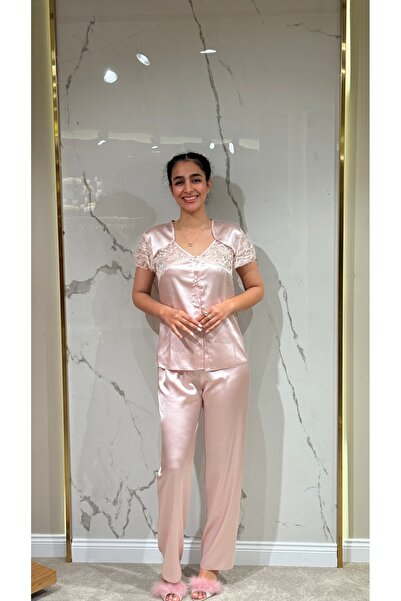 DAWN LİNE 6 Piece Satin Lace Detailed Dowry Suit Bridal Bundle Nightgown Paja...