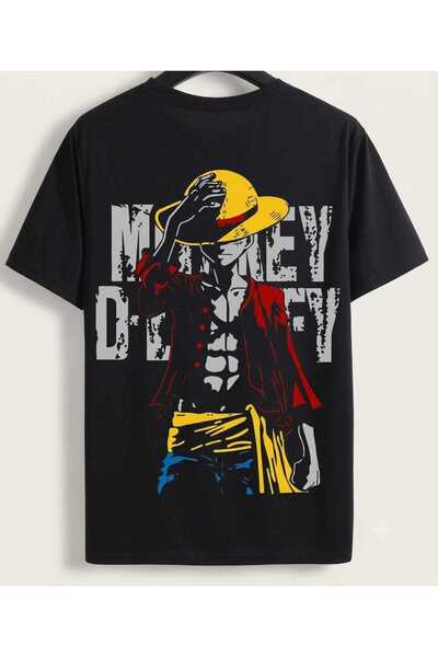 classy moda Tricou negru unisex oversize cu imprimeu cu personaje anime
