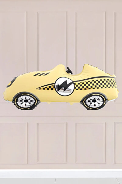 Atölye Mi Cream Retro Racing Car Foil Balloon Cream 9382