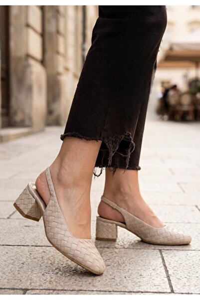 DMR Elegance Dier Bej Volume Heeled Shoes