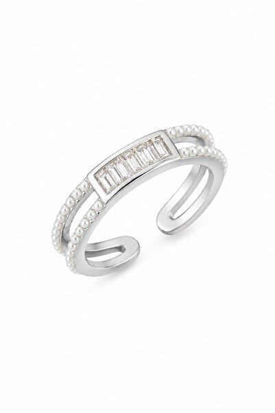 serelya Baget Zircon Stone Silver Color Women's Ring with Pearls