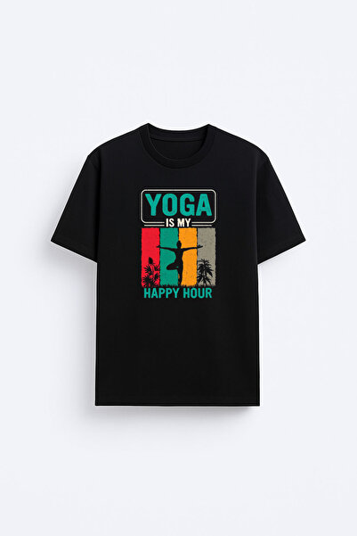 cesita Yoga Namaste Printed Cotton Black T-Shirt T-Shirt