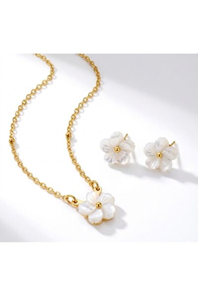 REDz Accessories Gift Set Earrings and Necklace, Women, Floral Model, Stainle...
