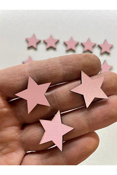 estölye Pembe Ahşap 2,5cm Yıldız 25 Adet