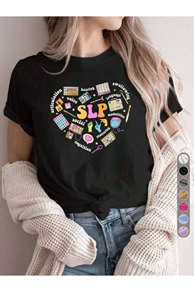 4CR تي شيرت نسائي بتصميم رسومي، قميص رياضي كاجوال، تي شيرت برقبة دائرية، SLP،...