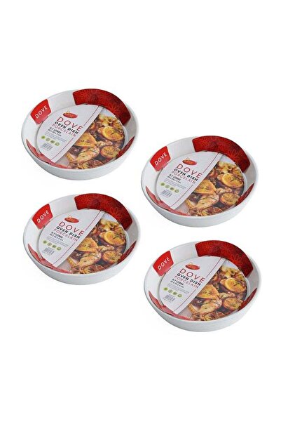 Dove 4-Piece Round Porcelain Baking Dish 0.7 Liters 20x20x4CM White