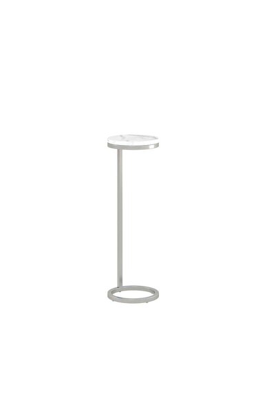 Roots Furniture 8Inch Brushed Nickel Martini Round Table With Carrara Marble