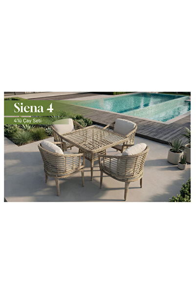 MY WORLD GARDEN SİENNA RATTAN BAHÇE BALKON 4LÜ MASA SETİ