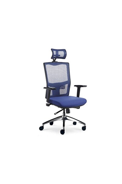 Midas Furniture كرسي مكتب ساندرا ذو ظهر مرتفع باللون الأزرق