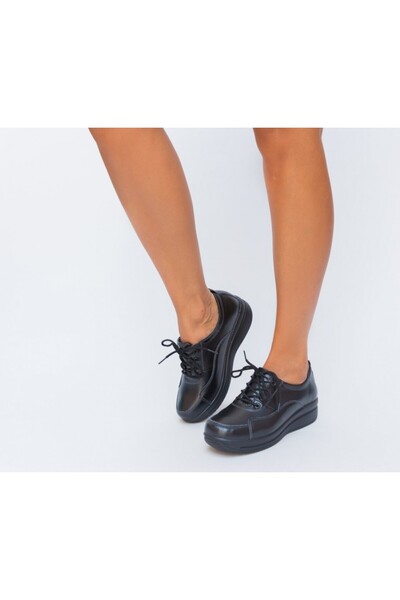 OEM Pantof confortabil din piele naturala ,negru cu talpa plina