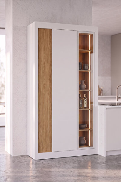Avm 24 Nero Vitrinli Kiler Dolabı 115 cm Montaj Dahil