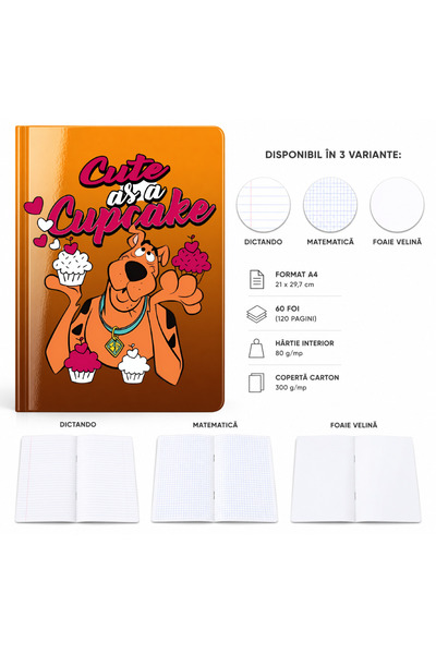 Ingift Caiet A4 Personalizat Scooby-Doo 3D – 60 Foi, Matematica