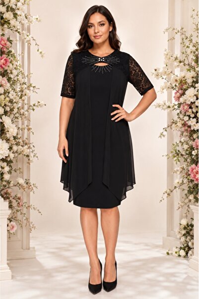 OEM Rochie rafinata Raelynn cu aplicatii de strasuri,nuanta de negru