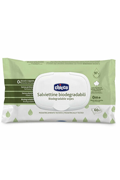 Chicco Șervețele umede cu clapetă, fără alcool și săpun, 60 buc., 0 luni+