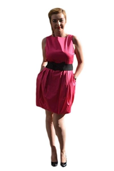 OEM Rochie de culoare roz, model gogosar cu curea lata in talie