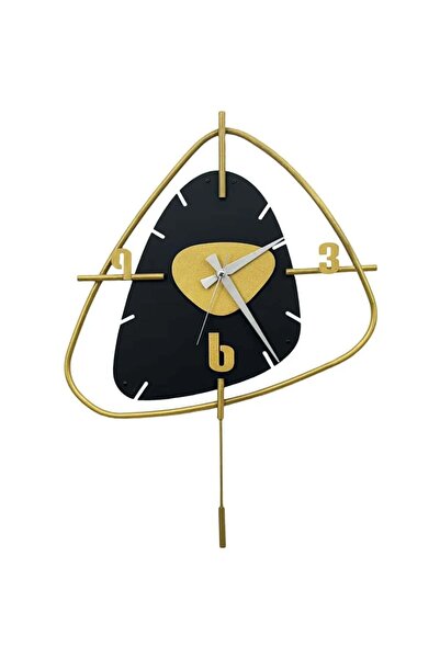 OEM Ceas de perete decorativ Vakia, metal, 44x63 cm, negru/auriu