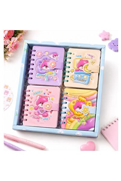 Bsr Set 4 carnetele pentru notite, cu spirala, model ursulet, inchidere arici...