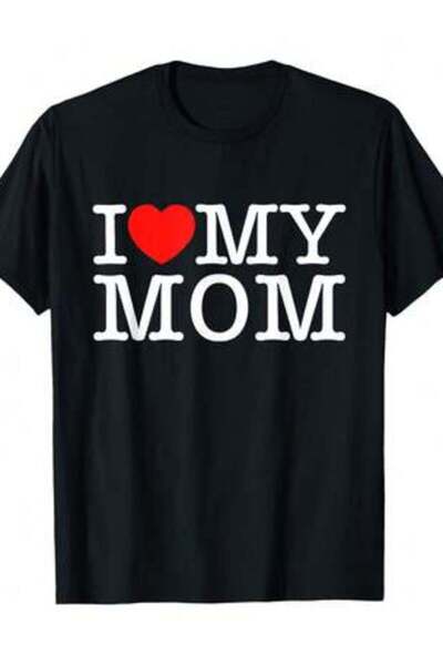 21JNRY I Love My Mom Men's Crew Neck Short Sleeve T-Shirt - Classic Fit Basic...