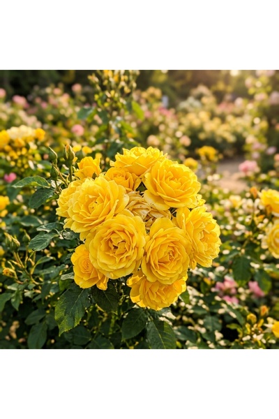 Bloom & Sow Seed بذور ورد أصفر زاهي متعدد الأزهار (100 بذرة) - مناسبة للزهر ع...