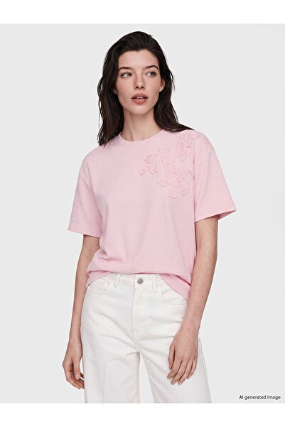 LC Waikiki Lcw Comfort Pink Soft Touch Blouse with Floral Applique