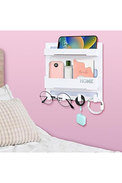 GENERAL Wall Mount Shelf Organizer, Adhesive Bedside Shelf Accessories with H...