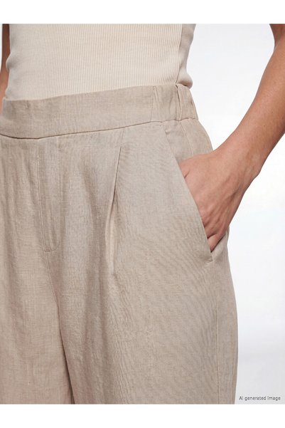 LC Waikiki Lcw Visionbeli Elastic 100% Linen Women's Trousers