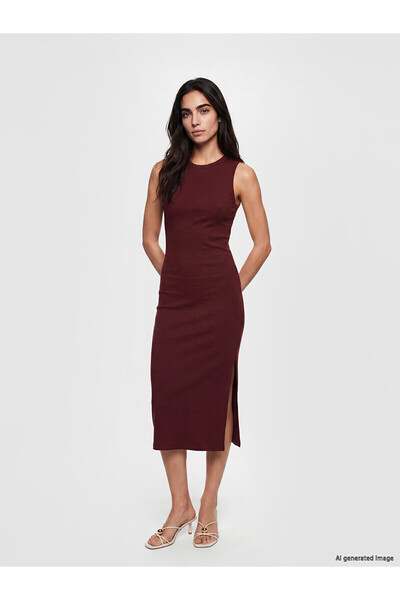LC Waikiki Original Oval Neck Ribbed Bodycon Dress