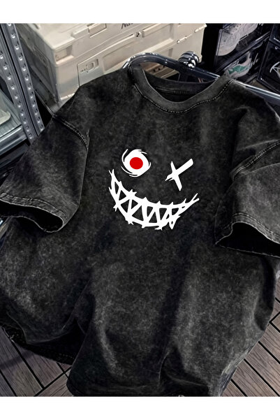 HOFFNUNG Unisex Oversize Vintage Washed Street Style Μόδα του δρόμου Βαμβακερ...