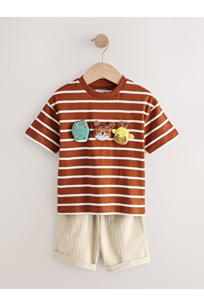 Generic Brand Children's Brown Striped Safari Animal Figured Short Sleeve T-S...