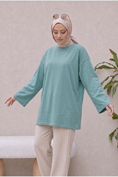 Lunfia Salaş Yuvarlak Yaka Tunik - Mint