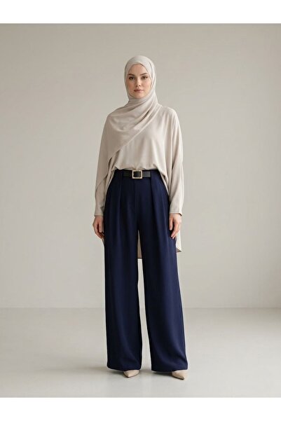 Generic Brand Lunsera Women's Atlas Dabil Fabric Wide Leg Pants with Belt Hig...