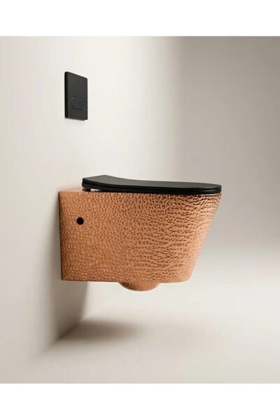Pure Concept Crocodile Rose Gold Siyah Kanalsız Asma Klozet