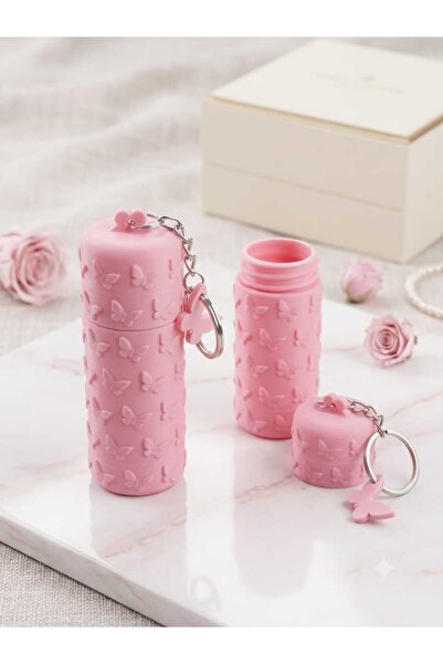Genel Markalar Kelebek Desenli Mini Lip Balm Anahtarlık 3D Tasarım