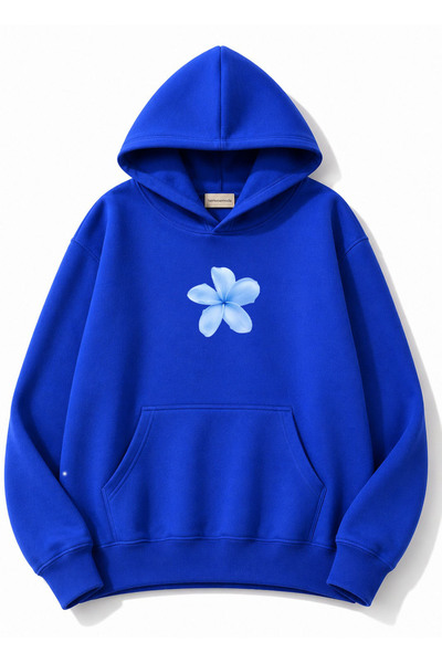 herkesemoda Hanorac cu glugă cu imprimeu floral, cu 2 fire, tip rasvanit