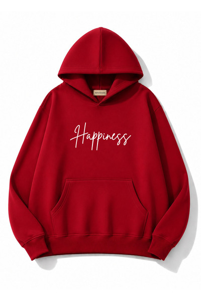 herkesemoda Hanorac cu glugă imprimat Happines, cu 2 fire, tip Rasteron