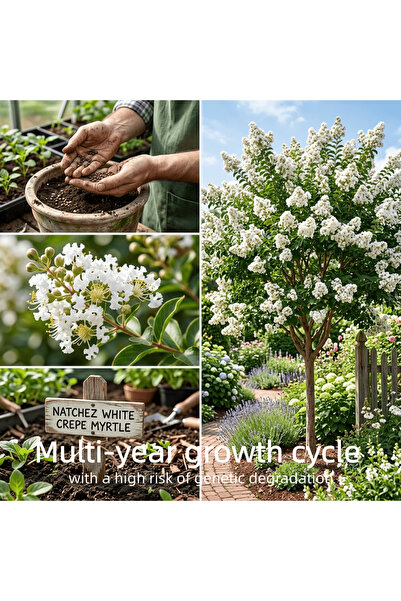 Bloom & Sow Seed بذور شجرة المرتل البيضاء 'ناتشيز' - شجرة زينة بيضاء نقية ذات...