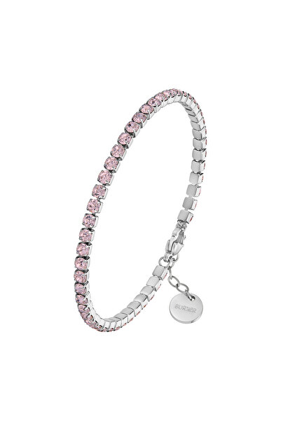 Burker Armband Damen Ava Silber mit rosafarbenen Zirkonia-Kristallen