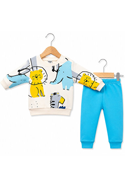 Mou&Kou Cute Animal Printed 100% Cotton Combed Cotton Baby Sweatshirt Pants 2...