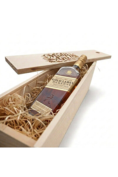 Johnnie Walker Pachet Cadou Cutie Lemn Personalizata Whisky Gold Label 18 Ani...