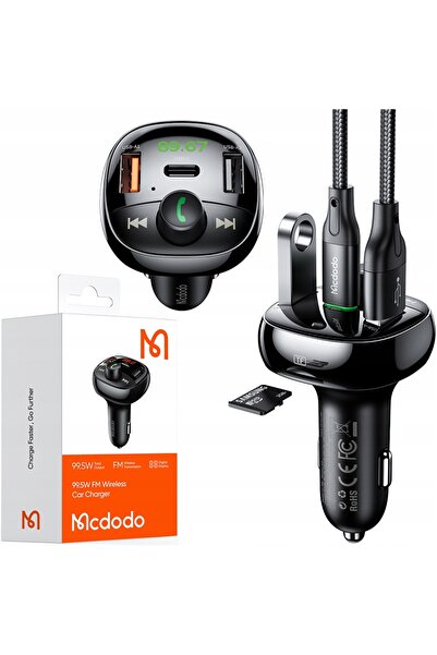 Mcdodo Transmițător FM Bluetooth Încărcător rapid 3x USB USB-C 100W PD QC 3.0