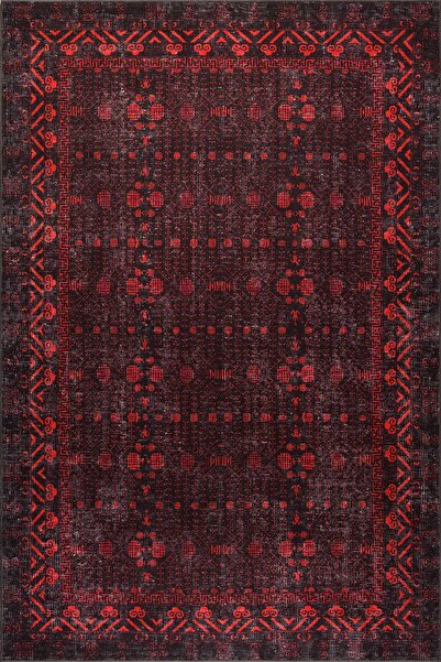 ARTLOOP Relic Siyah Kırmızı Vintage Minimal Etnik Geometrik Desenli Dokuma Ta...