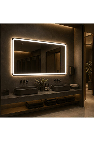 shark design Oglindă LED dreptunghiulară 90×60 cm, Iluminare frontală + poste...