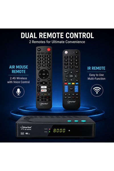 STARSAT SR-265V4K 4K UHD Linux Digital Satellite Receiver with Dual-Band Wi-Fi and Voice Remote