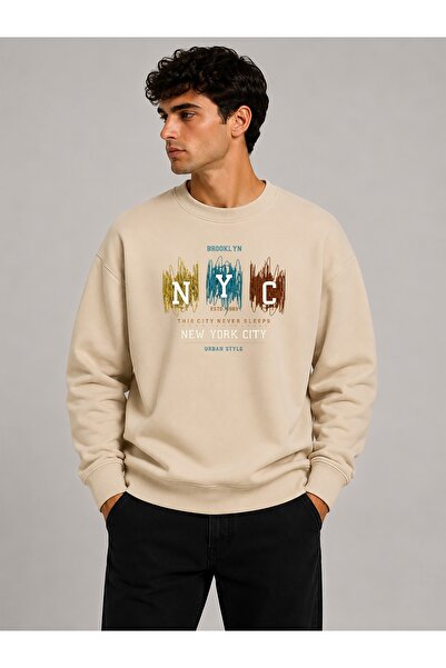 herkesemoda Nyc majica sa otisnutim logom, okruglim izrezom i dvostrukim koncem