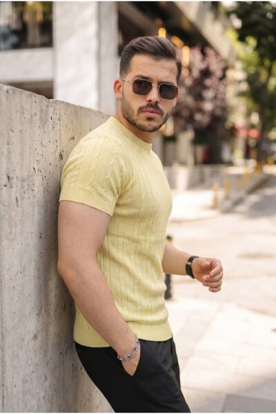 modi Men's Knitted Pattern Crew Neck Knitwear T-Shirt - 0% Cotton Acrylic
