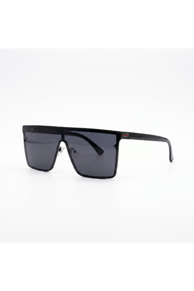 Generic Brand Oversized Flat-Top Shield Sunglasses – Total Black & Cyber ​​Ur...
