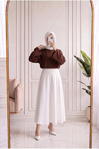 MİHRA STORE Nazgül Wide Sleeve Loose Blouse-Ss13072 Brown