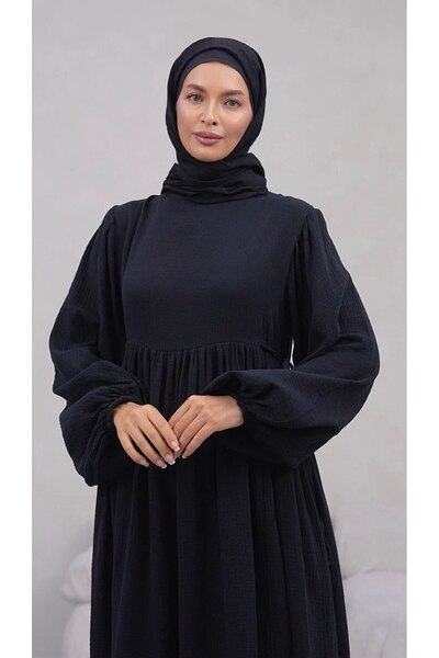 inci wears Side Tie Muslin Hijab Dress