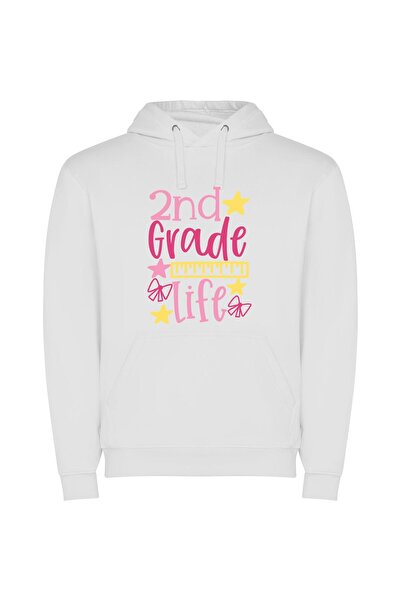 iLovePrints Vibrant 2nd Grade Adventure Φούτερ με κουκούλα σε χρώμα Λευκό